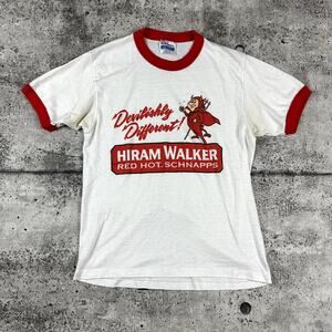 Vintage Hiram Walker Shirt Ringer Shirt Size Medium Devilishly Different